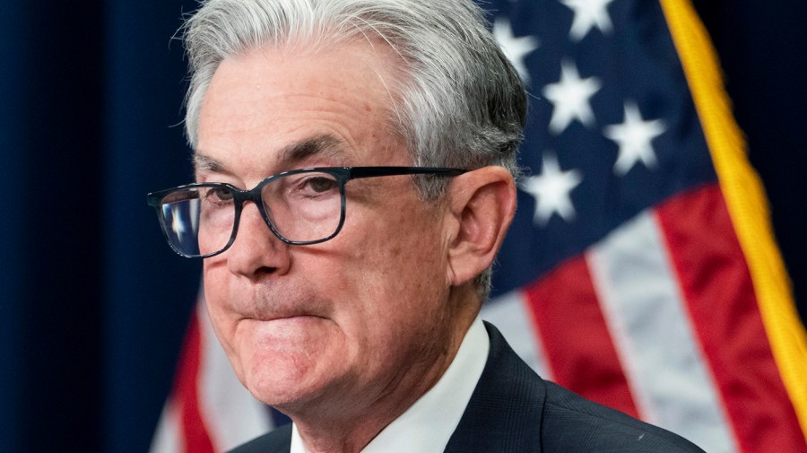 Federal Reserve Chairman Jerome Powell attends a news conference