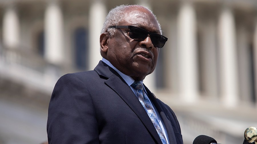 Majority Whip James Clyburn (D-S.C.) speaks during a press conference held by members of the Congressional Tri-Caucus regarding the mass shooting in Buffalo, N.Y., on Capitol Hill in Washington, D.C., on Thursday, May 19, 2022.