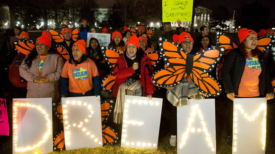 Dreamers protest outside the Capitol on Sunday, January 21, 2018 during the partial government shutdown over funding for the Deferred Action for Childhood Arrivals program.