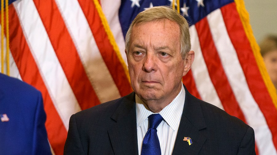 Sen. Richard Durbin (D-Ill.) is seen during a press conference following the weekly policy luncheon on Wednesday, June 22, 2022.