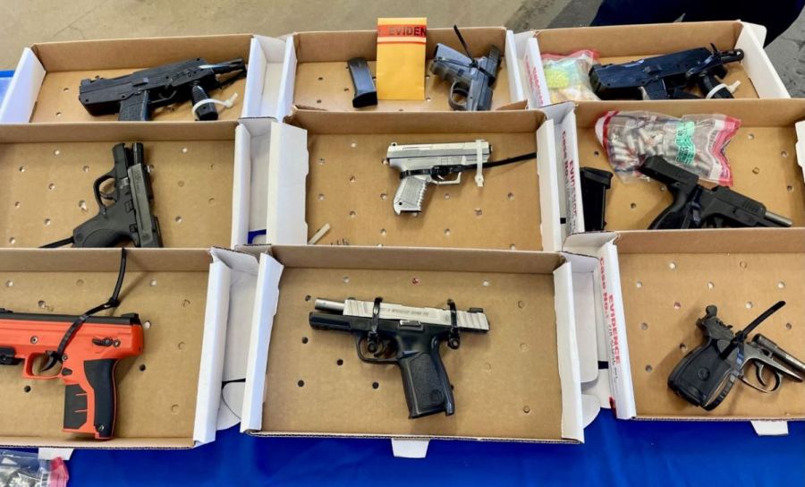 This photo shows firearms confiscated from travelers at Newark Liberty International Airport.