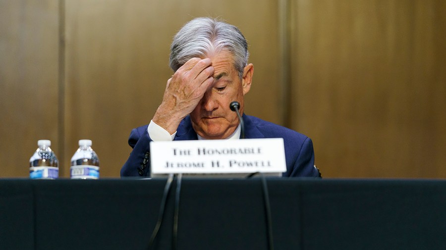 Federal Reserve Chairman Jerome Powell is seen during a Senate Banking, Housing, and Urban Affairs Committee hearing to give the Semiannual Monetary Policy Report to Congress on Wednesday, June 22, 2022.