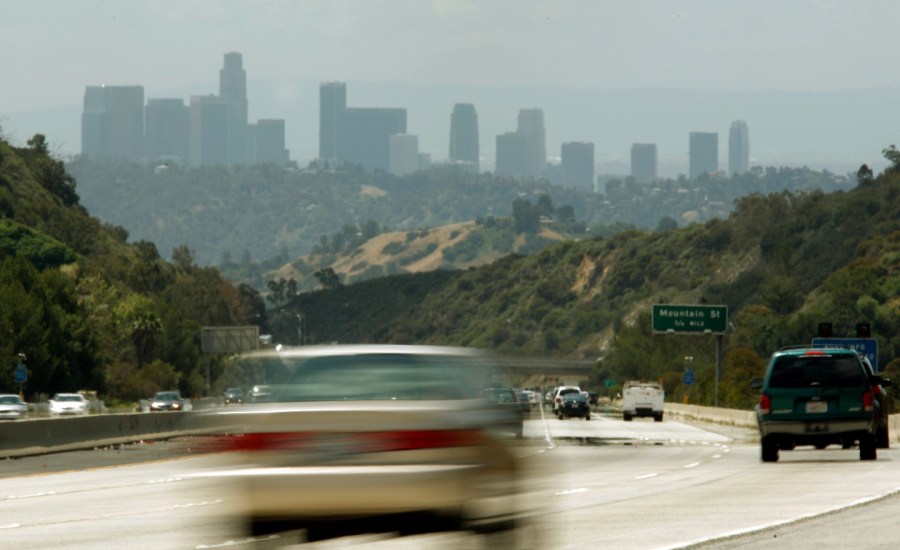 A car drives near Los Angeles.