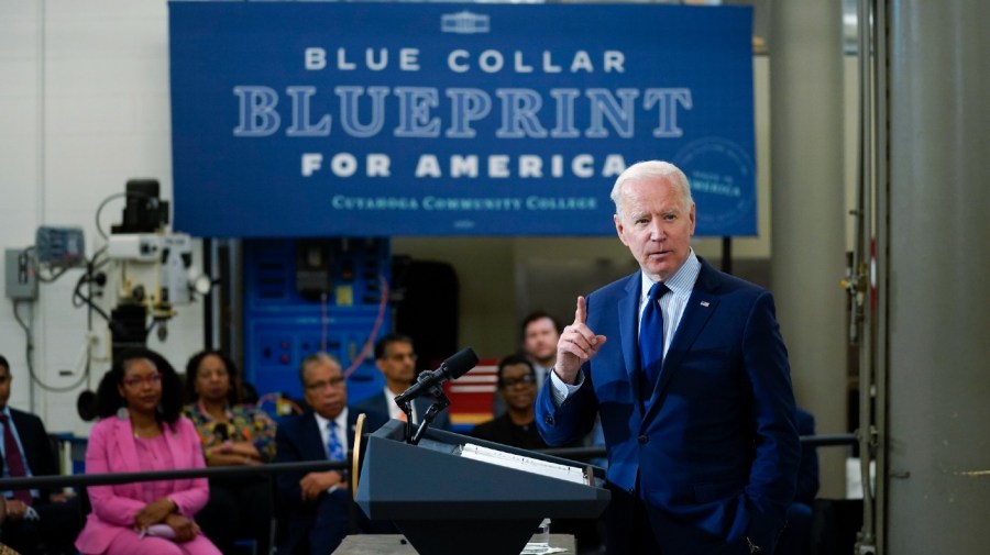 President Joe Biden delivers remarks on the economy at the Cuyahoga Community College Metropolitan Campus, Thursday, May 27, 2021, in Cleveland.