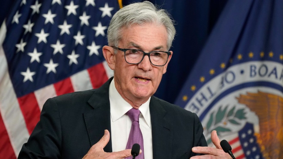 Federal Reserve Chairman Jerome Powell speaks during a news conference at the Federal Reserve Board building in Washington, Wednesday, July 27, 2022.