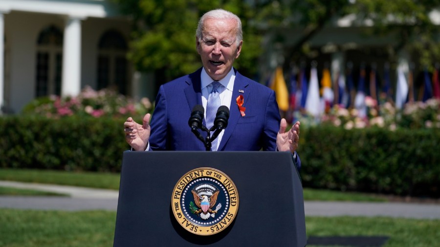 President Joe Biden speaks during an event to celebrate the passage of the "Bipartisan Safer Communities Act," a law meant to reduce gun violence, on the South Lawn of the White House, Monday, July 11, 2022, in Washington.