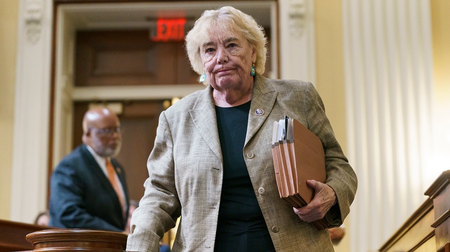 Rep. Zoe Lofgren (D-Calif.) is seen after a House Jan. 6 committee to hearing on Thursday, June 23, 2022 focusing on the actions of former Department of Justice employees.