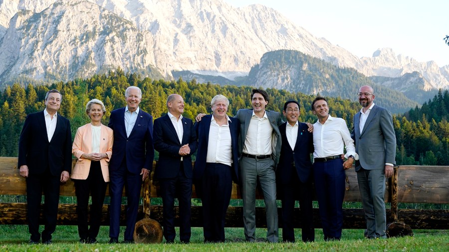 Members of the G7 stand for a photo