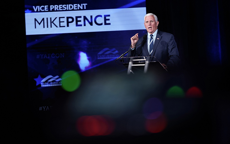 Former Vice President Mike Pence speaks at a conference