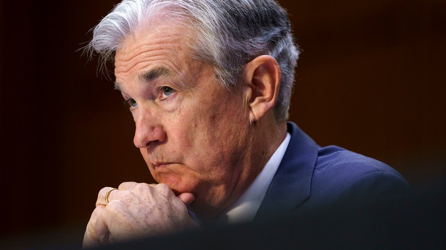 Federal Reserve Chairman Jerome Powell is seen during a Senate Banking, Housing, and Urban Affairs Committee hearing to give the Semiannual Monetary Policy Report to Congress on Wednesday, June 22, 2022.