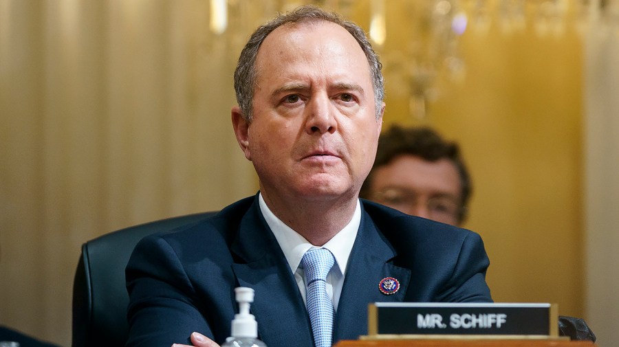 Rep. Adam Schiff (D-Calif.) is seen during a House Jan. 6 committee to hearing on Thursday, June 23, 2022 focusing on the actions of former Department of Justice employees.