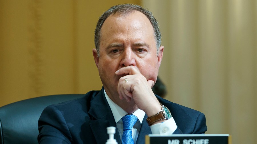 Rep. Adam Schiff (D-Calif.) is seen during a House Jan. 6 committee hearing on Tuesday, July 12, 2022 focusing on the ties between former President Trump and far-right extremist groups.