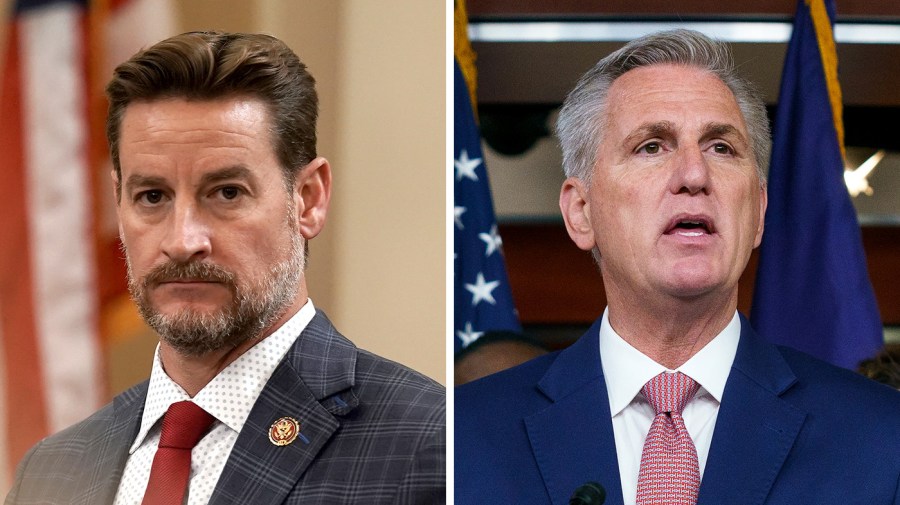 Rep. Greg Steube (Fla.) and House Minority Leader Kevin McCarthy (Calif.)