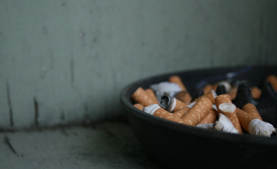 ash tray with cigarette butts