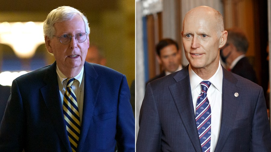 Minority Leader Mitch McConnell (R-Ky.) and Sen. Rick Scott (R-Fla.)