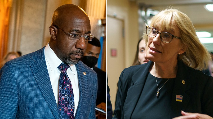 Raphael Warnock and Maggie Hassan