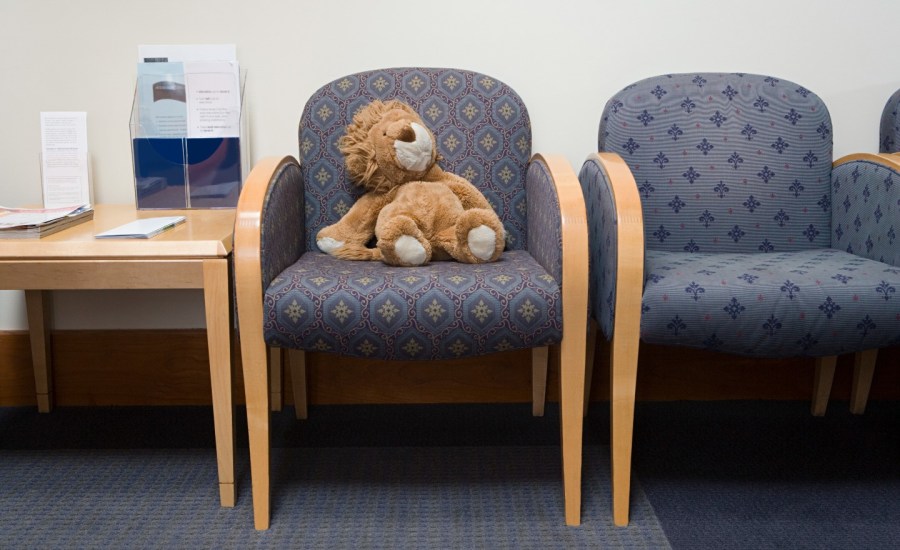 Toy on doctor's office chair.