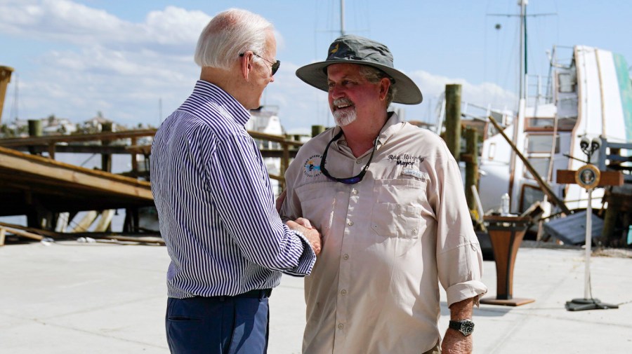 President Biden talks with Fort Myers Beach Mayor Ray Murphy