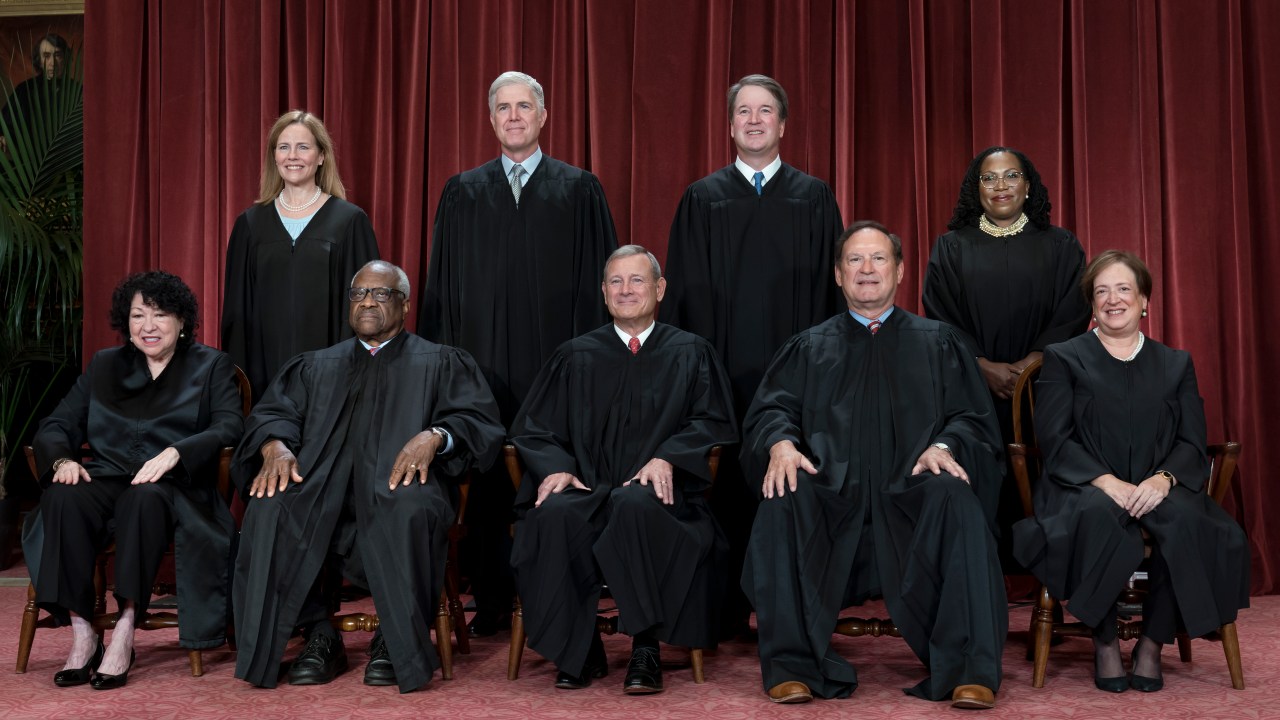 Sonia Sotomayor, Clarence Thomas, John Roberts, Samuel Alito, Elena Kagan, Amy Coney Barrett, Neil Gorsuch, Brett Kavanaugh, Ketanji Brown Jackson