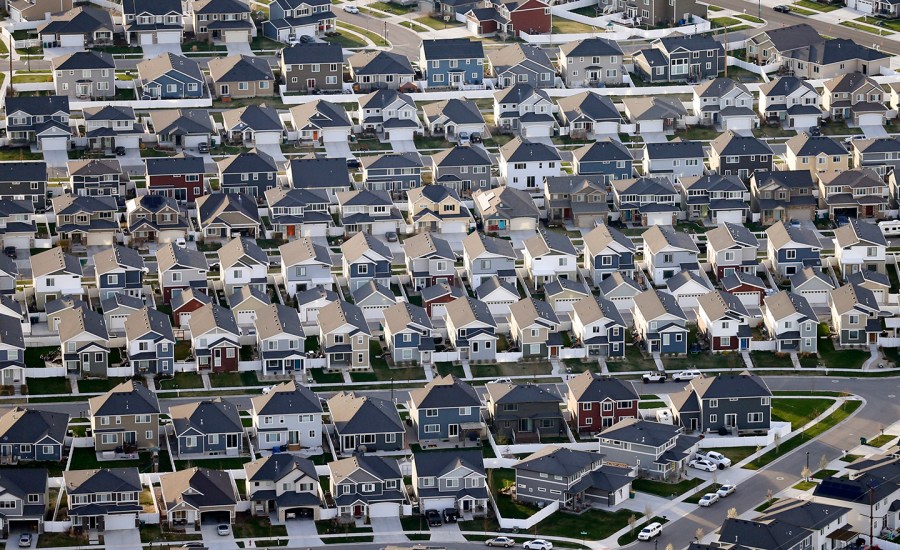 Rows of homes are shown