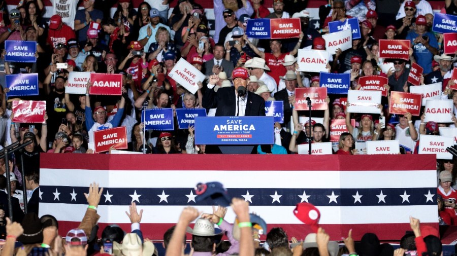 Former President Donald Trump speaks at a rally, Saturday, Oct. 22, 2022, in Robstown, Texas.