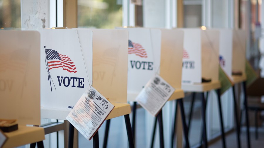 Voting booths during a primary election