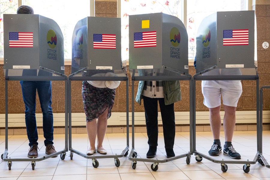 FILE - People cast their ballots at Coit Arts Academy in Grand Rapids on Tuesday, Nov. 8, 2022.