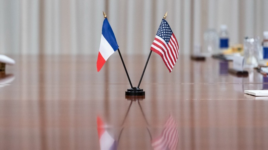 French and American flags