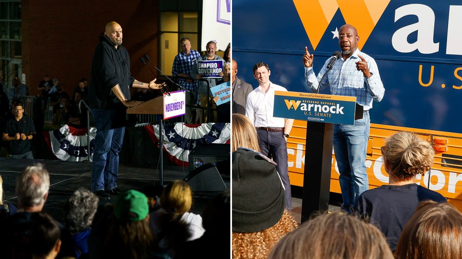 Pennsylvania Democratic candidate for Senate John Fetterman and Sen. Raphael Warnock (D-Ga.)