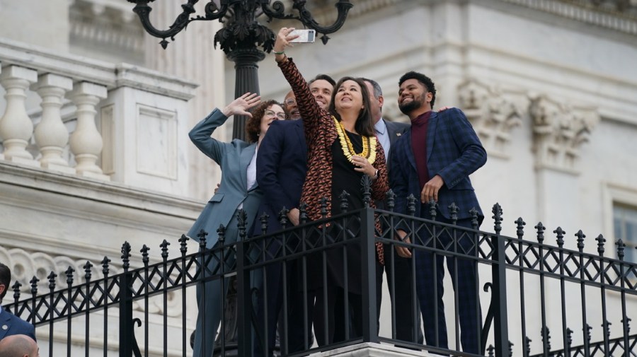 Newly elected members of Congress gather at the U.S. Capitol.