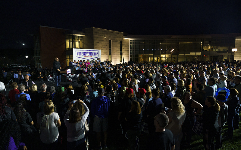 Pennsylvania Democratic candidate for Senate John Fetterman speaks during a rally