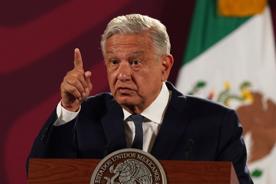 Mexico's President Andres Manuel Lopez Obrador speaks during his daily press conference