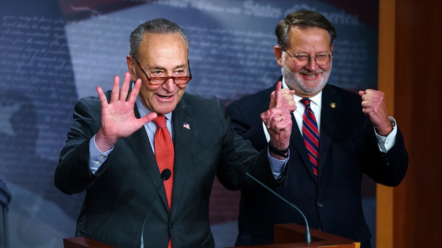 Majority Leader Charles Schumer (D-N.Y.) and Sen. Gary Peters (D-Mich.)