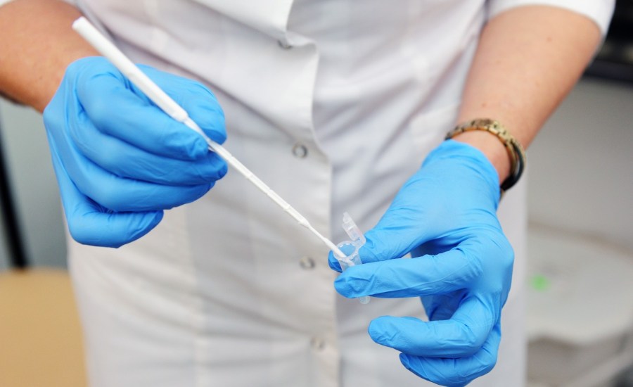 Gynecologist taking a test.