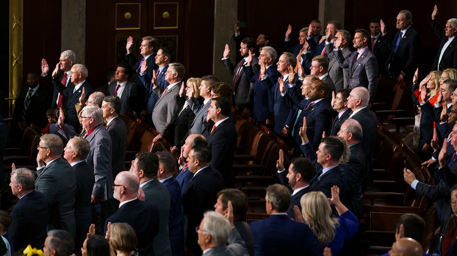 Members of the House are sworn in for the 118th session of Congress on Saturday, January 7, 2023.