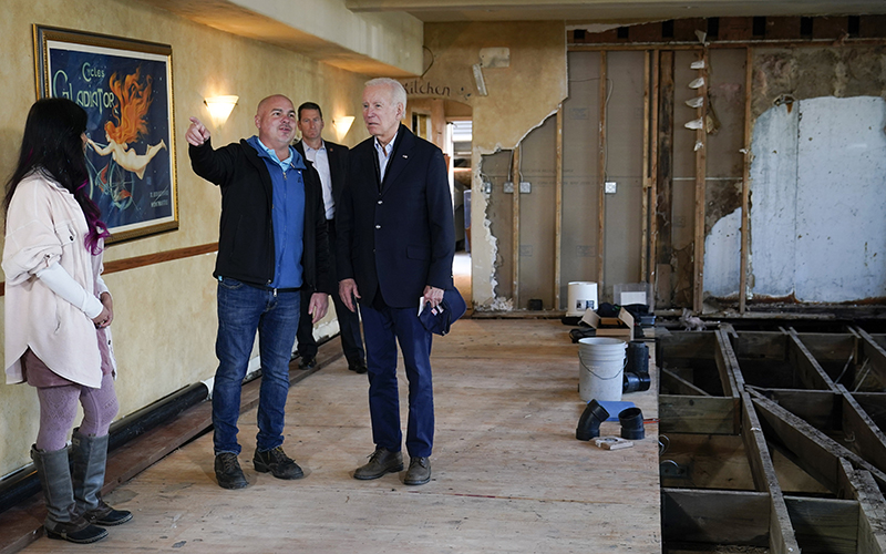 President Biden visits with business owners and local residents in Capitola, Calif.