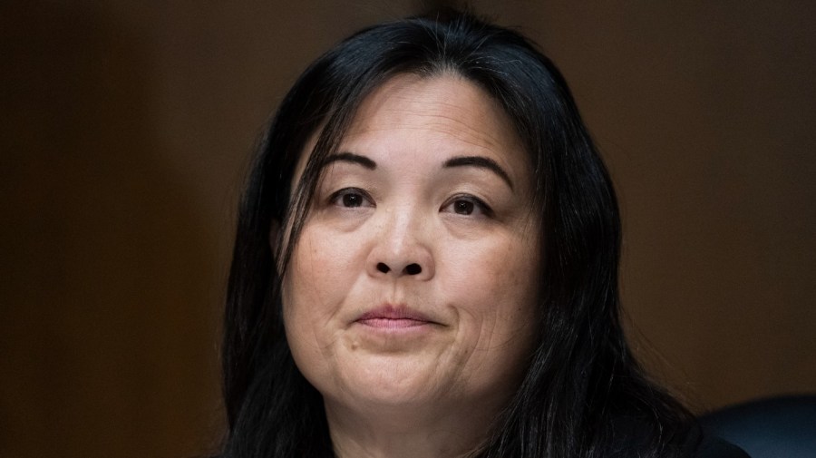 File - Julie Su speaks during a hearing of the Senate Health, Education, Labor and Pensions Committee for her to be Deputy Secretary of Labor, on Capitol Hill, Tuesday, March 16, 2021, in Washington.