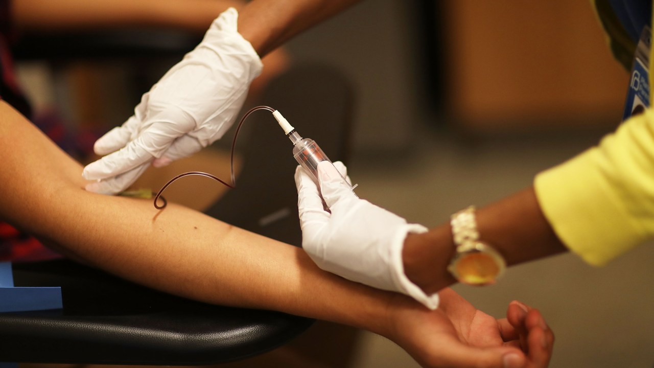 An unidentified patient gets blood drawn for STD testing.