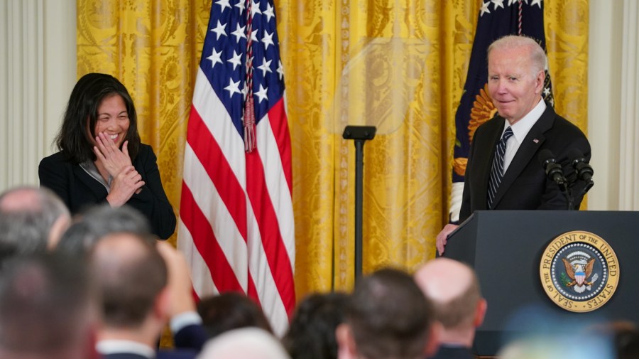 President Biden introduces Deputy Labor Secretary Julie Su as his nominee to be be his next secretary of Labor on March 1, 2023.