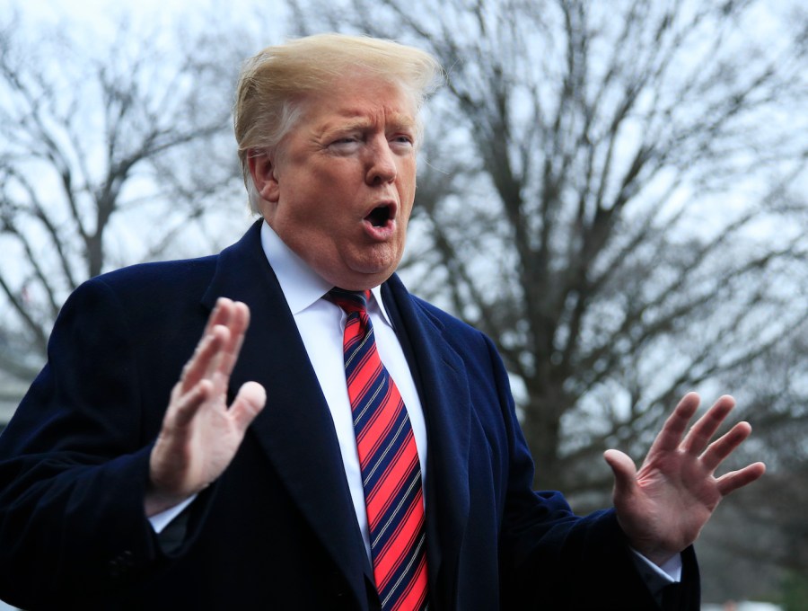 Then-President Trump outside the White House