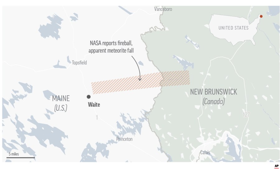 Somewhere in a remote stretch of forest near Maine’s border with Canada, rocks from space crashed to Earth and may be scattered across the ground — just waiting to be picked up.