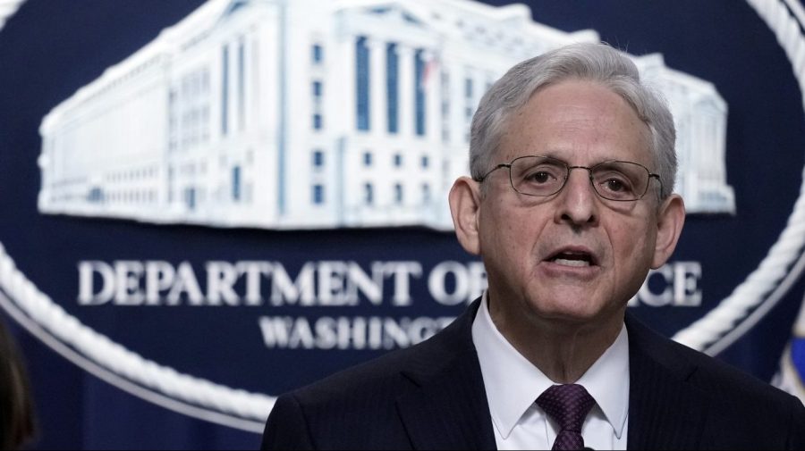 Attorney General Merrick Garland speaks during a news conference at the Justice Department in Washington, Friday, April 14, 2023. The Justice Department has charged 28 members of Mexico’s powerful Sinaloa cartel, including sons of notorious drug lord Joaquin “El Chapo” Guzman, in a sprawling fentanyl-trafficking investigation. (AP Photo/Susan Walsh)