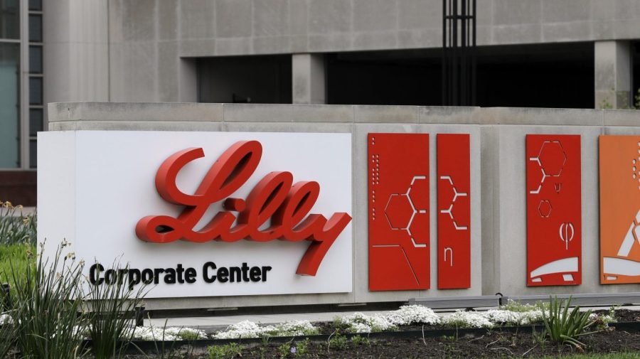 The Eli Lilly and Co. corporate headquarters are seen in Indianapolis on April 26, 2017.