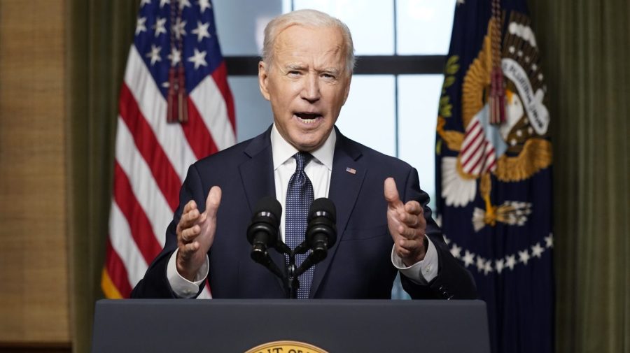 President Biden speaks from the Treaty Room in the White House.