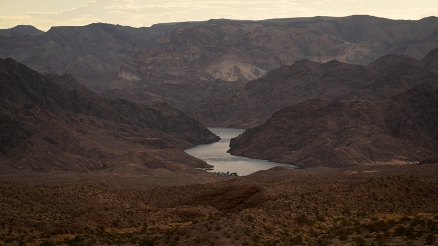 File - Water flows down the Colorado River downriver from Hoover Dam in northwest Arizona, on Aug. 14, 2022, near the Lake Mead National Recreation Area.