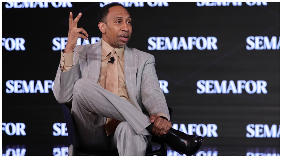 Stephen A. Smith speaks on stage during the Semafor Media Summit on April 10, 2023 in New York City.