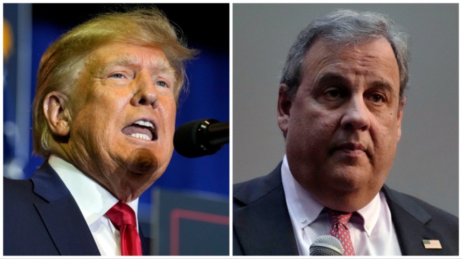 Split image of former President Donald Trump (R) and former New Jersey Gov. Chris Christie (R)