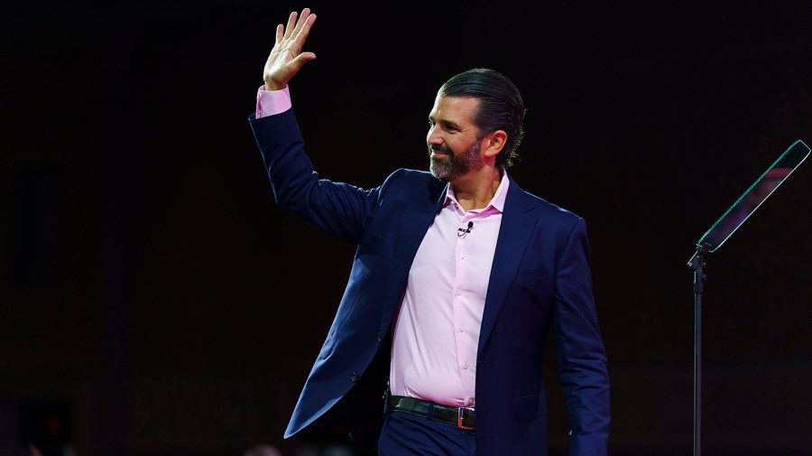 Donald Trump Jr. leaves the stage during the Conservative Political Action Conference (CPAC)