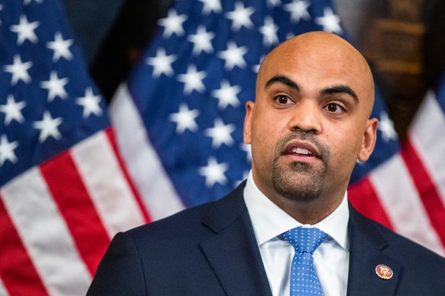 FILE - Rep Colin Allred, D-Texas, speaks during a news conference on Capitol Hill in Washington on Wednesday, June 24, 2020. Allred says he'll run for the U.S. Senate in 2024, becoming an early challenger to Republican Sen. Ted Cruz. (AP Photo/Manuel Balce Ceneta, File)