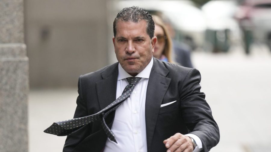 Joe Tacopina, Donald Trump's lawyer, arrives in Manhattan federal court in New York, Tuesday, May 9, 2023. A jury in New York City is set to begin deliberations in a civil trial over advice columnist E. Jean Carroll's claims that Trump raped her in a luxury Manhattan department store. (AP Photo/Seth Wenig)